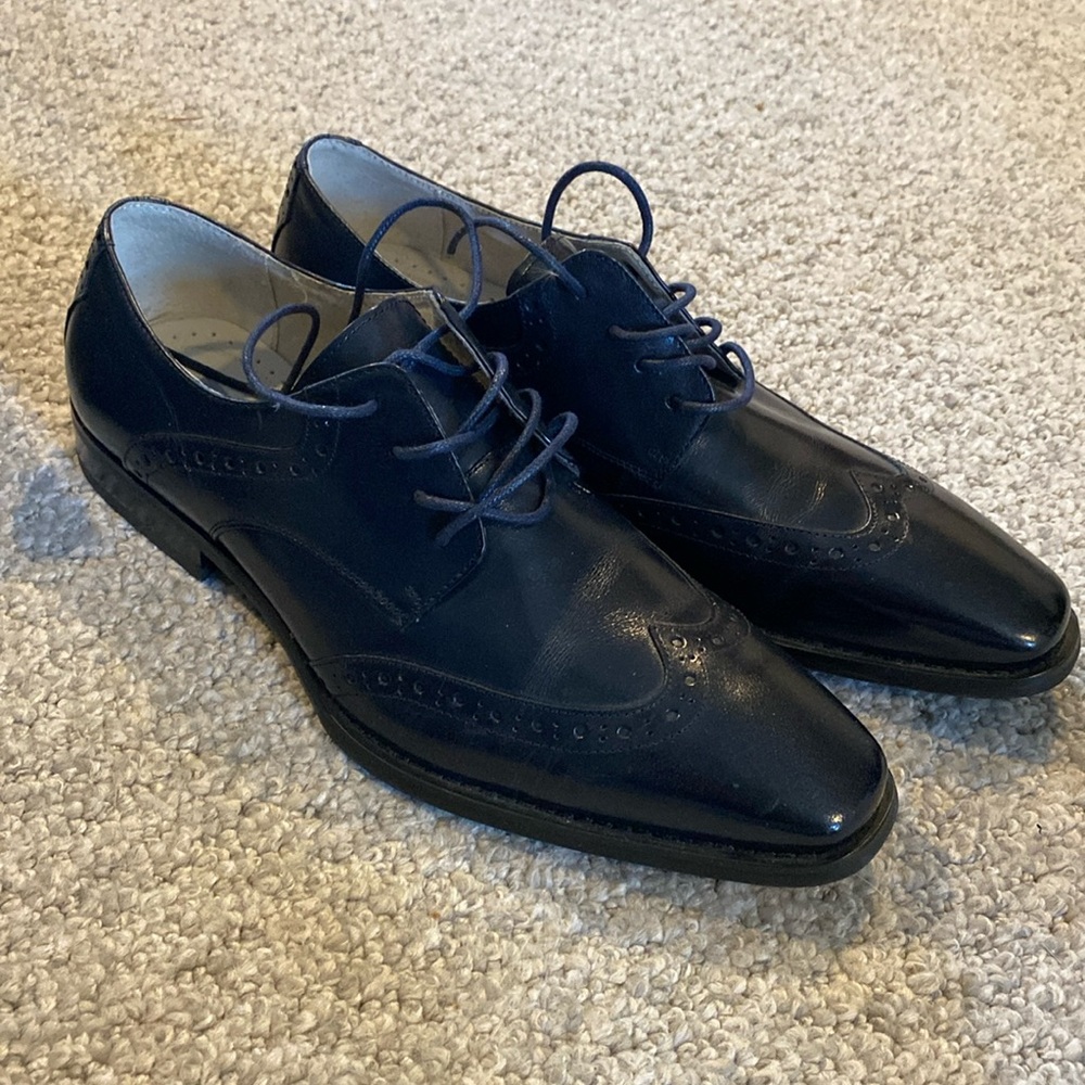Giovanni Mens Stylish Wingtip Navy Wedding Shoes Bentley Size 11